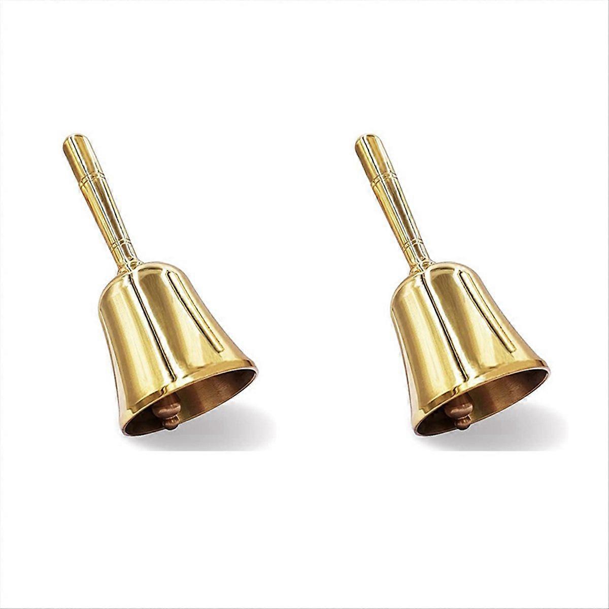 Super Loud Hand Barking Bell, Solid Brass Dinner Bell Gold