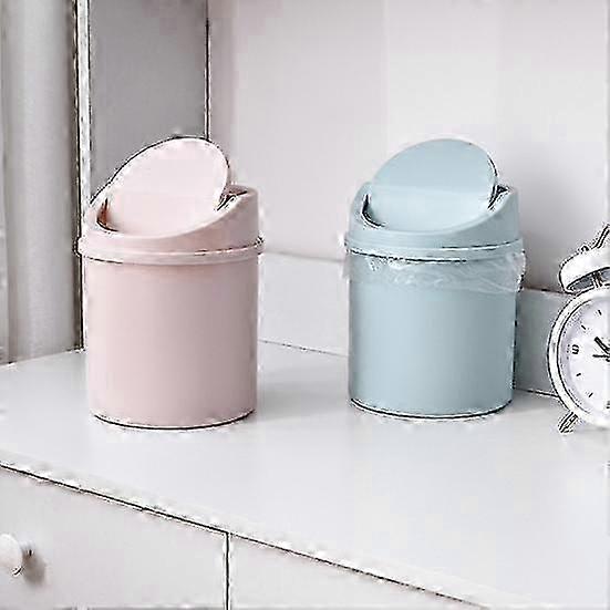 Mini Trash Can Reusable Space Saving PP Plastic Cylindrical Tiny Garbage Can for Desktop