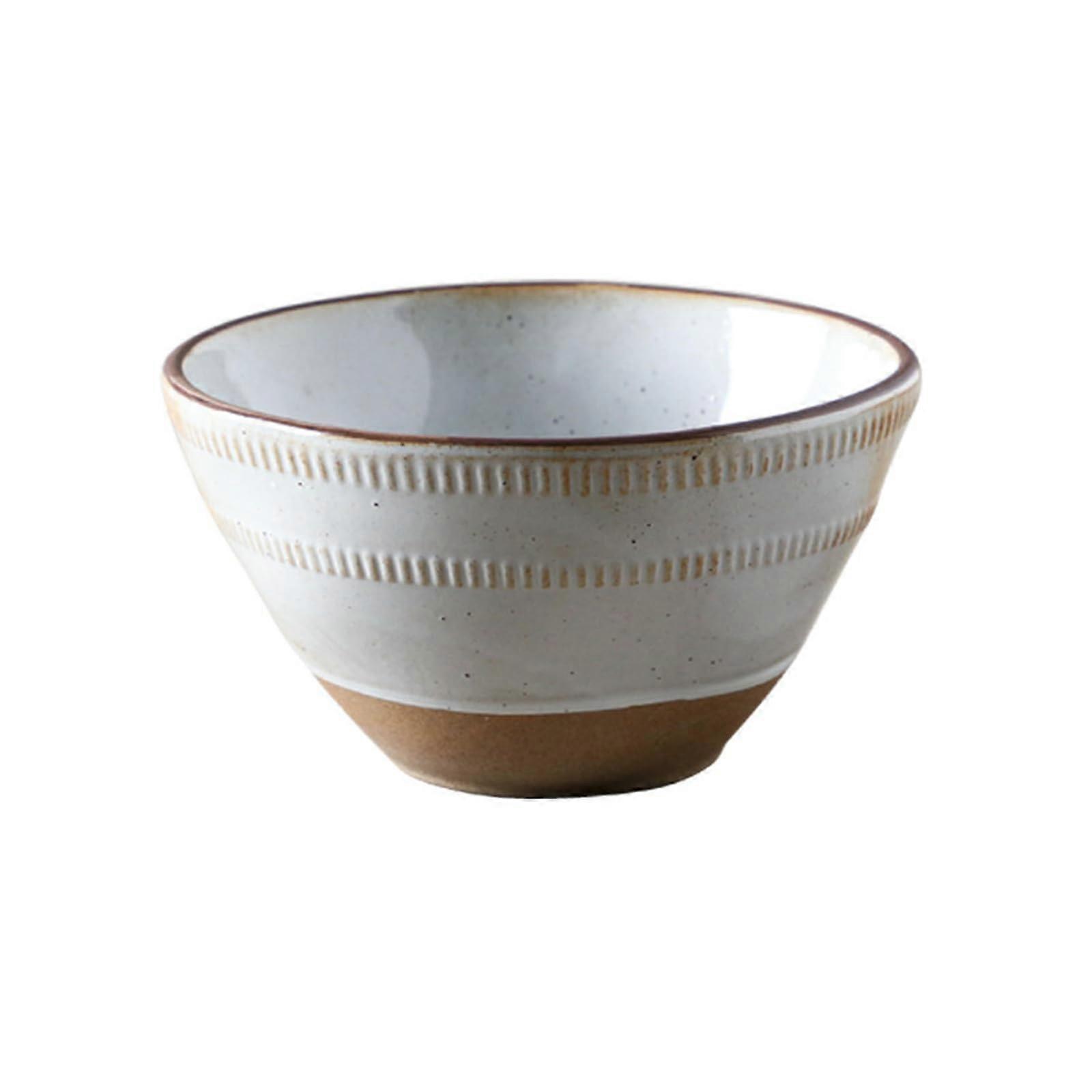 Lamian Noodles Bowl Ceramic Underglaze Vertical Stripes White Liangbai Tableware