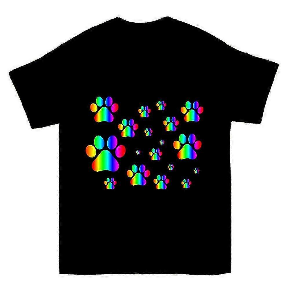 Rainbow Pawprint Pattern T-shirt