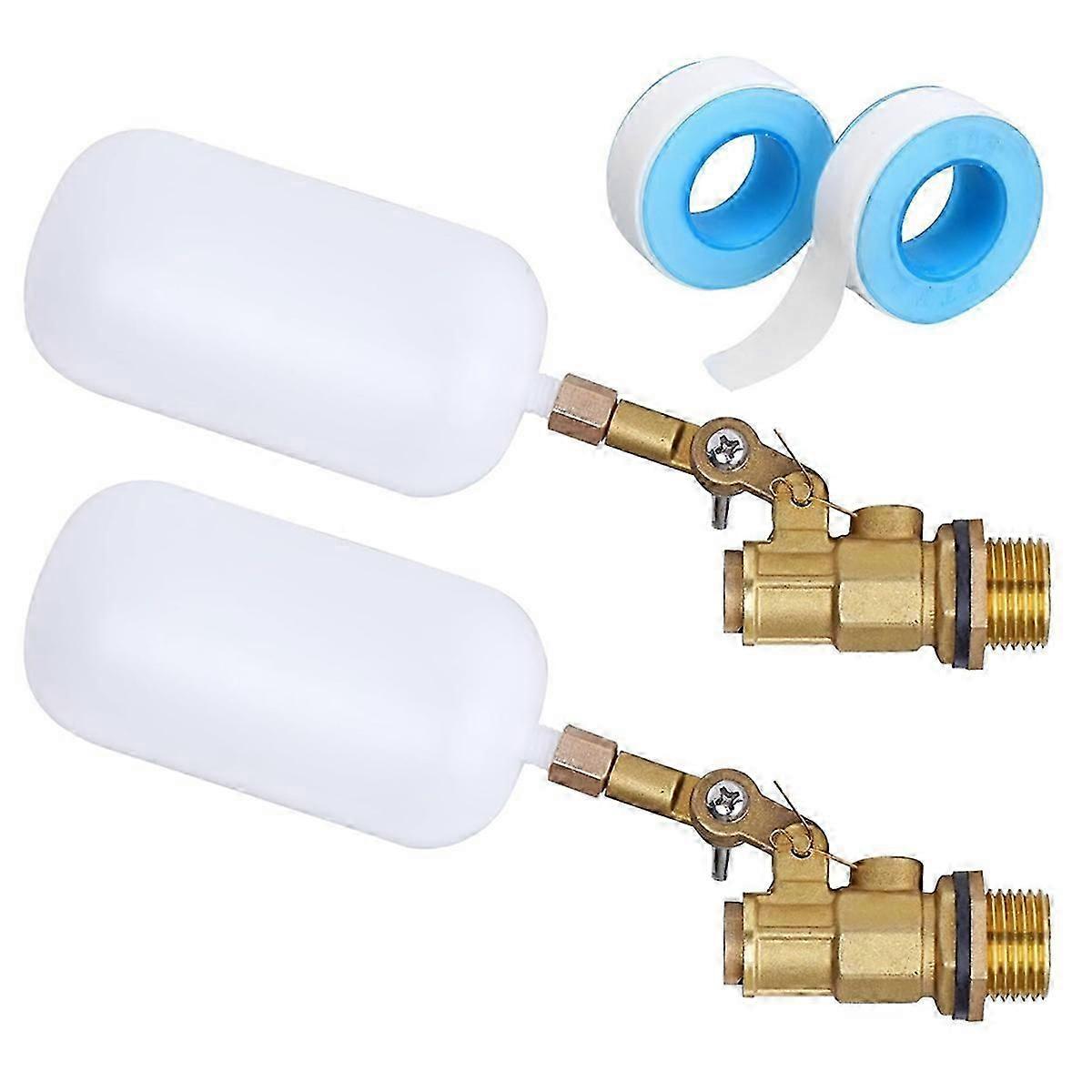2 Pack Water Float Valve 1/2 Inch, Brass Float Ball Float with Adjustable Arm, Automatic Fill and C