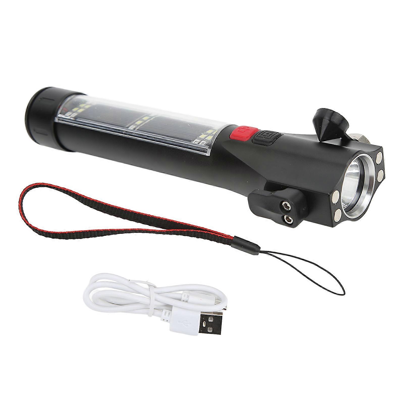 Emergency flashlight with 7 working modes solar powered