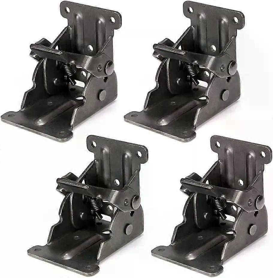 4Pcs Foldable Bracket Folding Locking Hinge Lock Extension Support Bracket Self-Lock Hinge with Screws for Table Bed Leg Feet