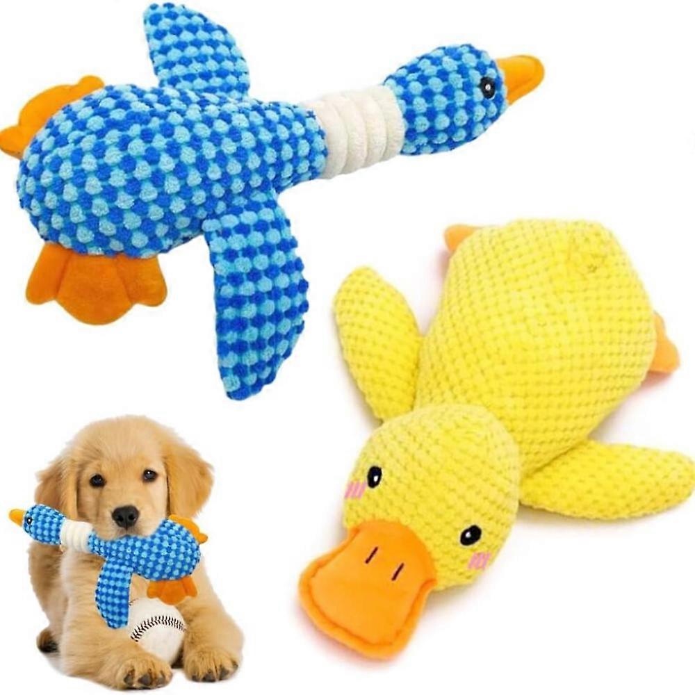2-piece duck squeaking dog toy set, durable plush chew toy, suitable for dogs of all sizes.