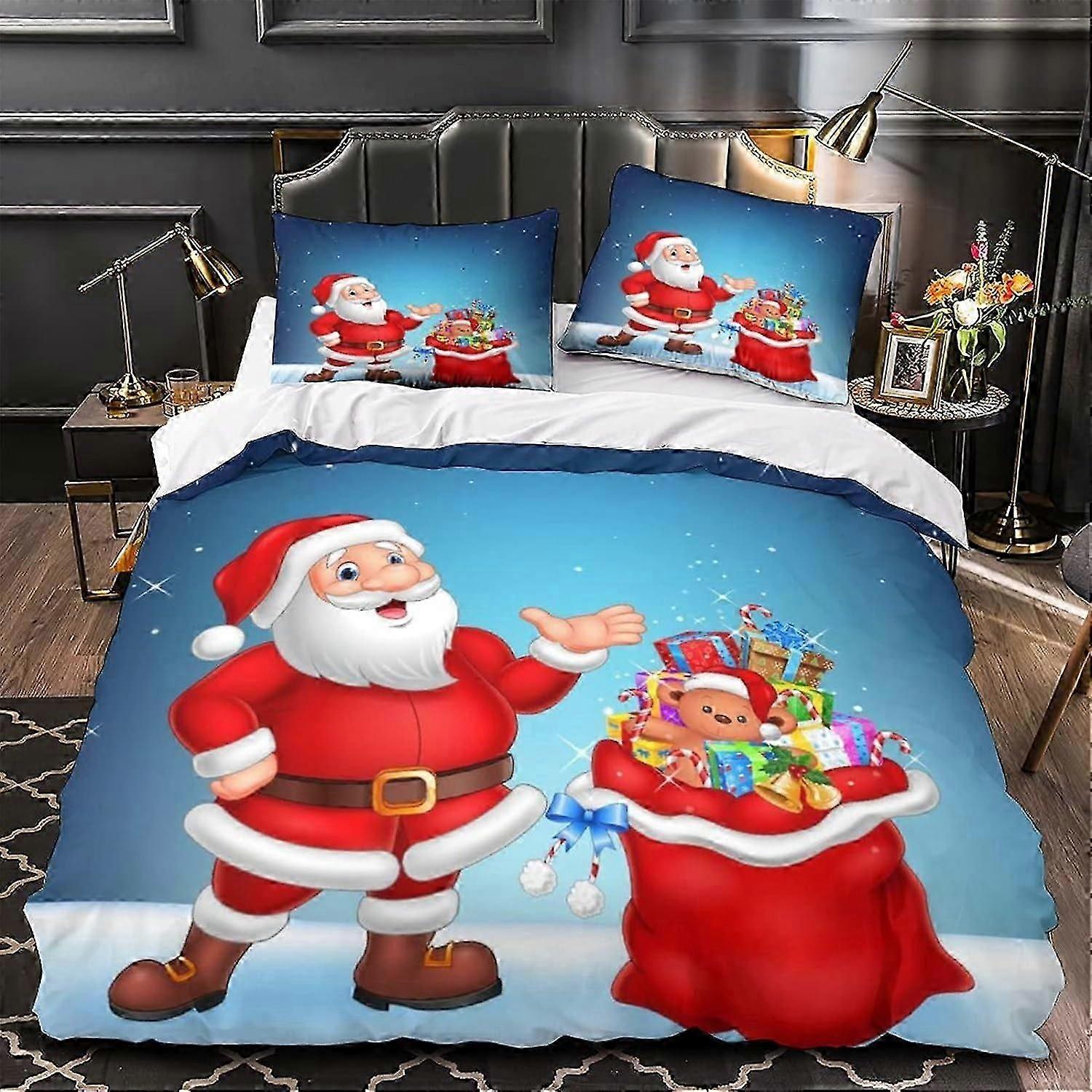 Conjunto de Capa de Edredom com Conjunto de Presente de Natal com Impressão de Natal para Crianças Adolescentes Adultos Capa de Edredom com Fechamento