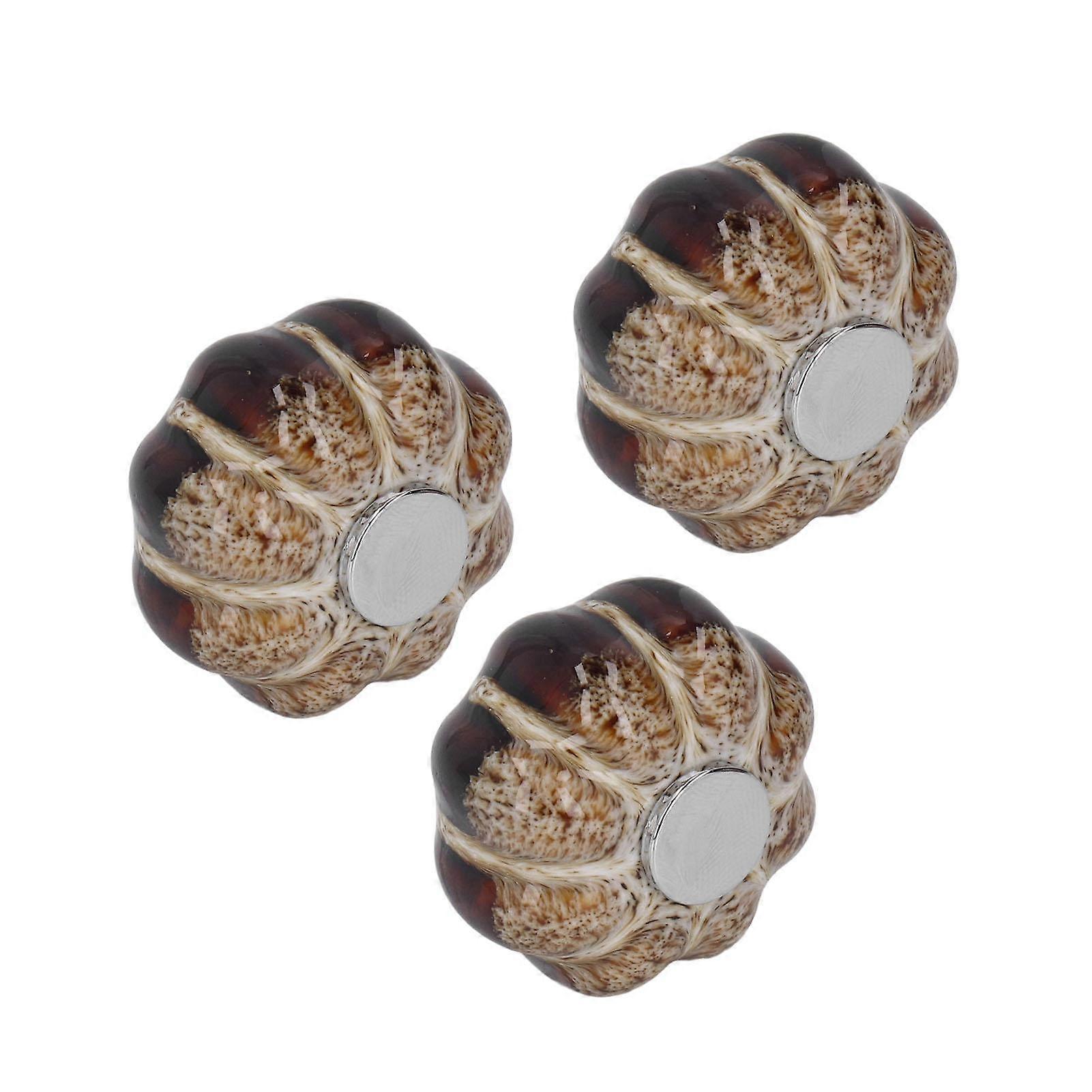 3 Pcs Classical Ceramic Pumpkin Door Pull Handle Knobs For Kitchen Cabinet Drawer Cupboard Silver