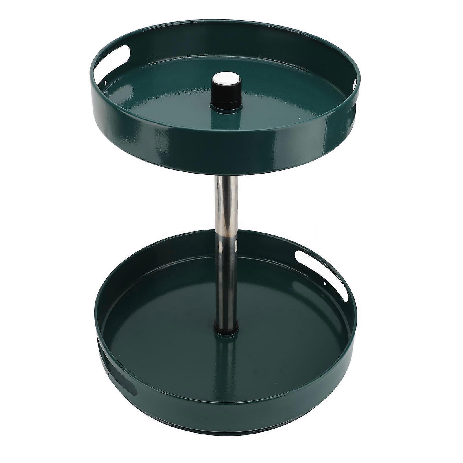 2 Tier Spice Organizer 360 Degree Rotation Tray Adjustable Height Turntable Storage Shelf for