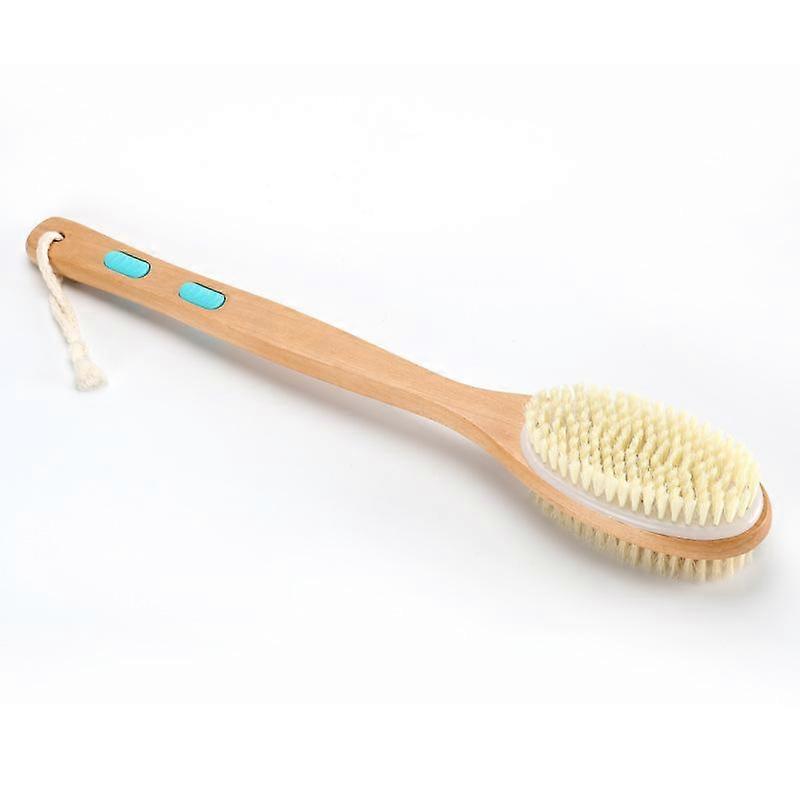 Shower Brush with soft stiff bristles, shower double-sided long handle back scrub body exfoliator, for wet and dry use