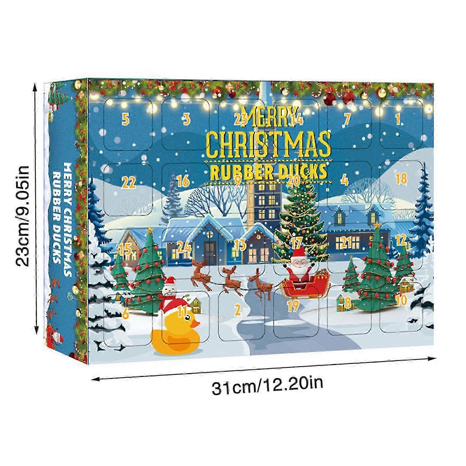 Holiday advent calendar with 24 ducks for Christmas party favors
