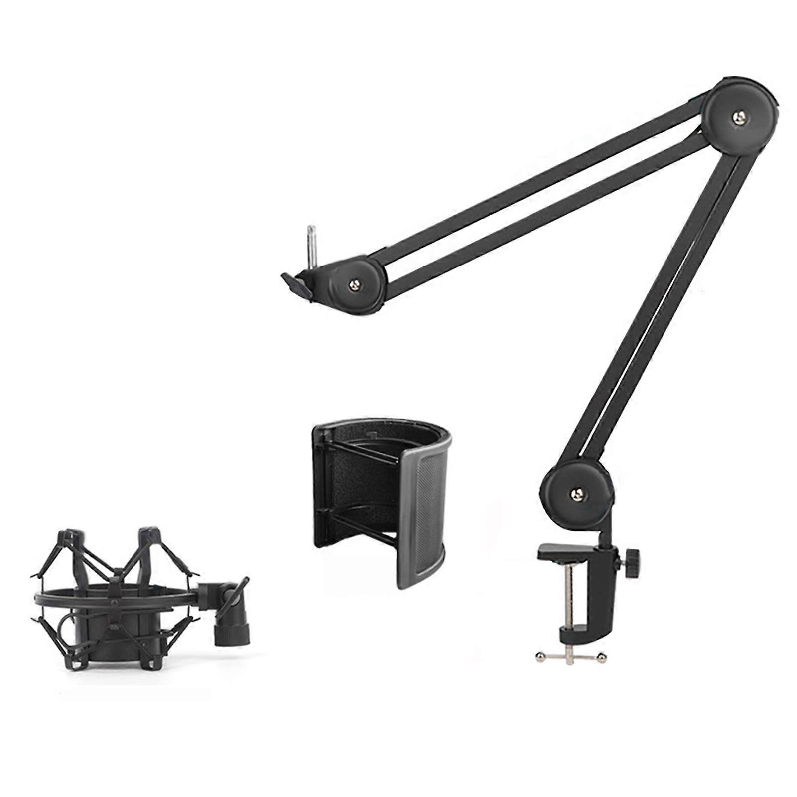 Microphone Boom Arm Desktop Mount Stand Rack Convenient Foldable Mic Holder Freely Rotation for Video Gaming Broadcast Multicolor
