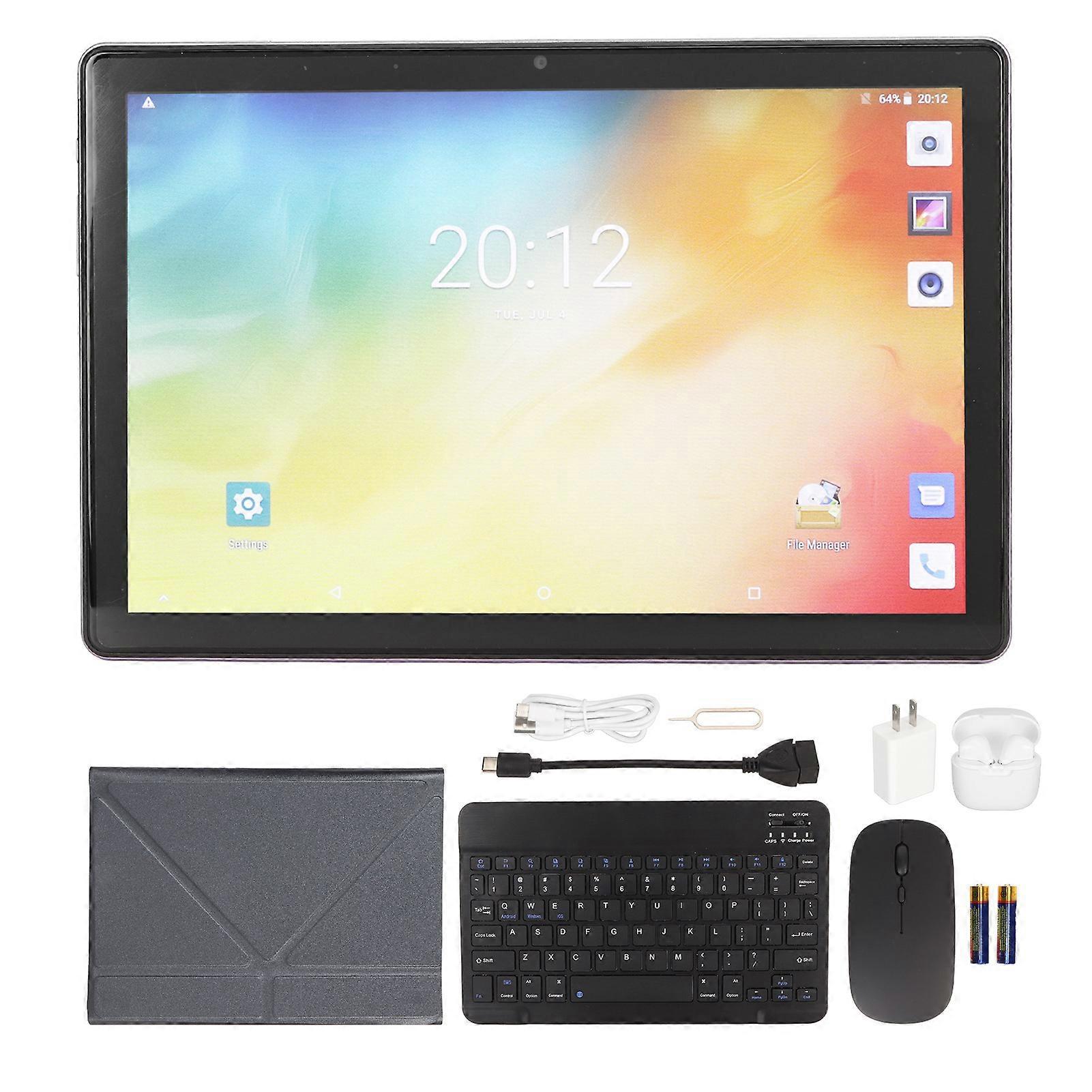10.1 Inch 2 in 1 Tablet Android 12.0 with Bluetooth Keyboard Mouse 10 Core CPU 8+20MP Camera