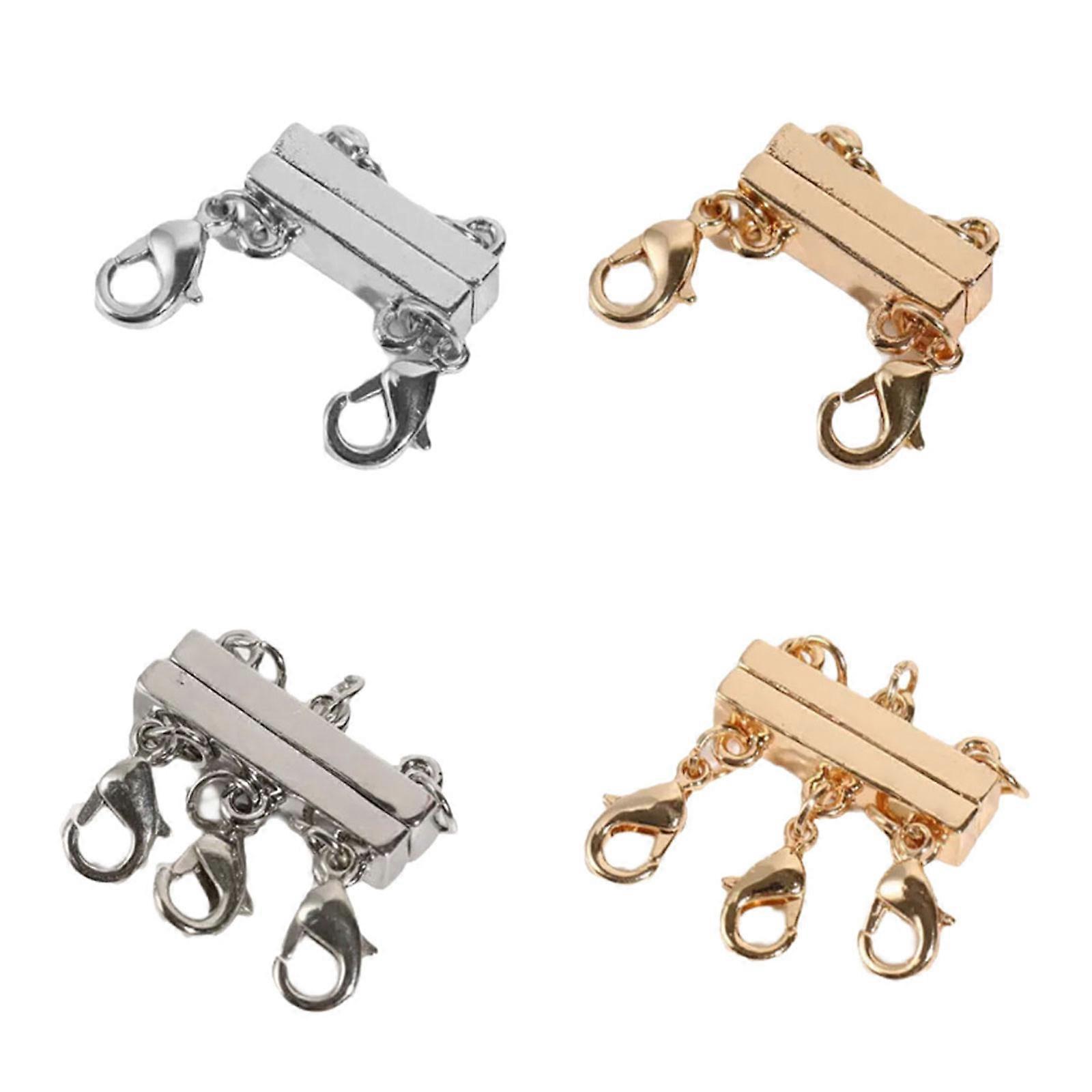 4pcs Necklace Layering Clasps Slide Lock Clasp Necklace Connector Multi Strands Slide Tube Clasps for Bracelet Jewelry Multicolor