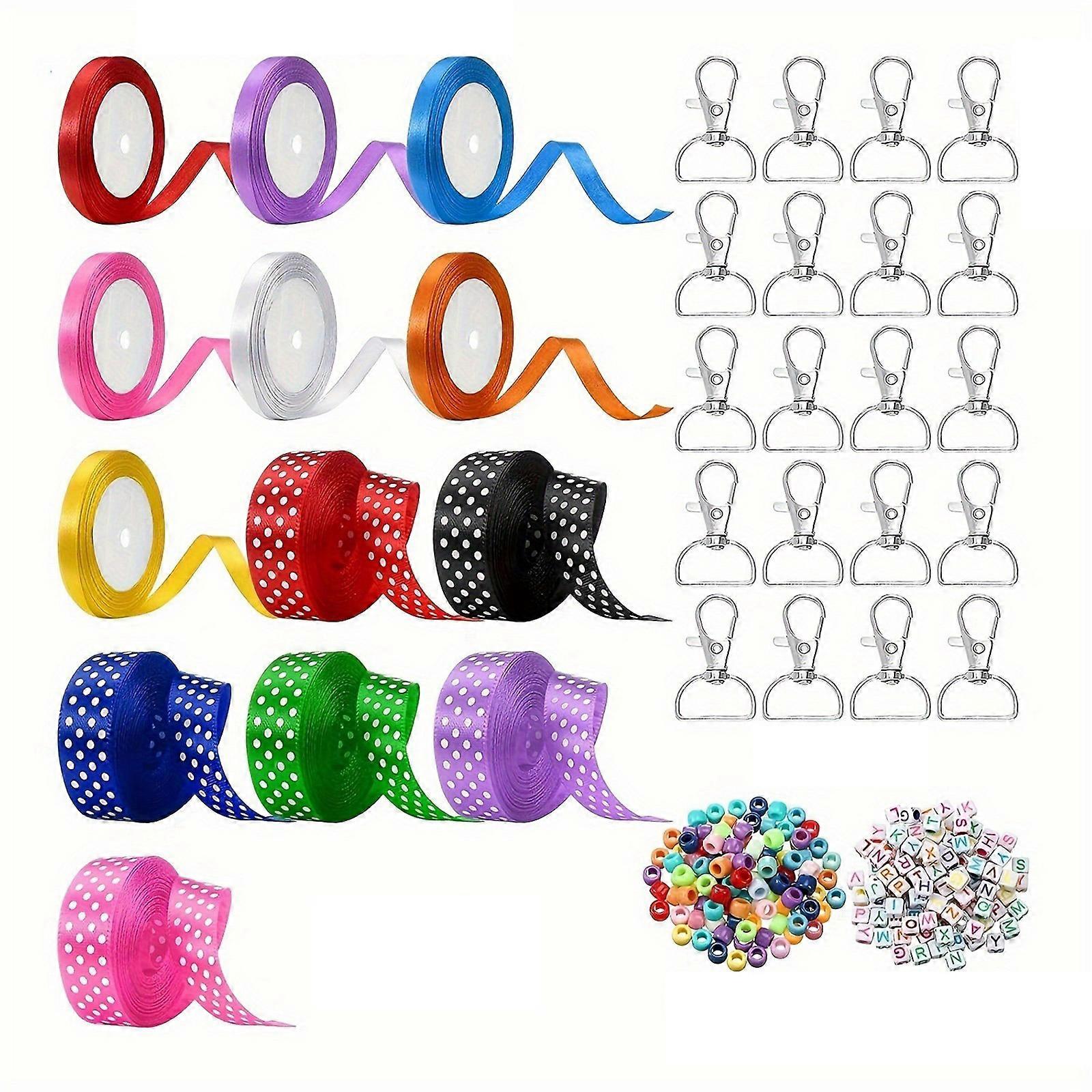 Premium DIY Keychain Craft Kit 233PCS Includes Assorted Beads Ribbon Charms For Custom Jewelry Making And Educational Play Multicolor