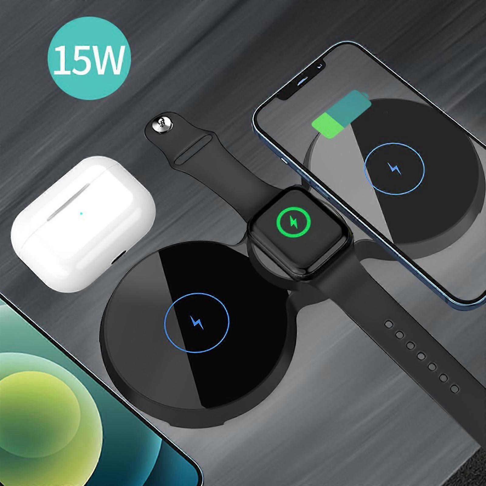 Wireless Charging Station 3 In 1 Wireless Charger For Multiple Devices 15w Wireless Charger Compatible With Ios/android/ Iwatch/airpods