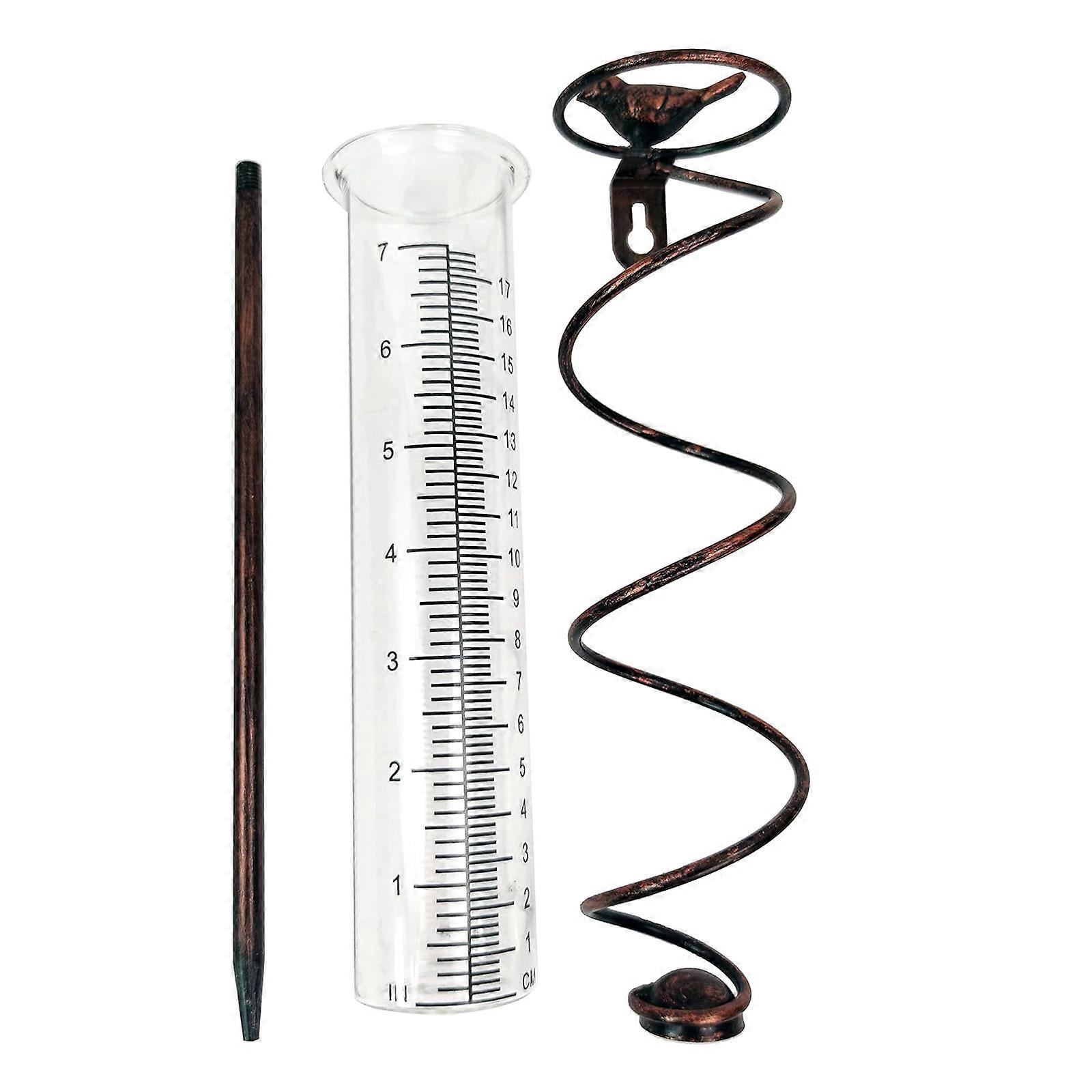 Easy To Read Rainfall Collector with H Shaped Base Adjustable Height Metal Poles for Garden Watering Optimization Multicolor