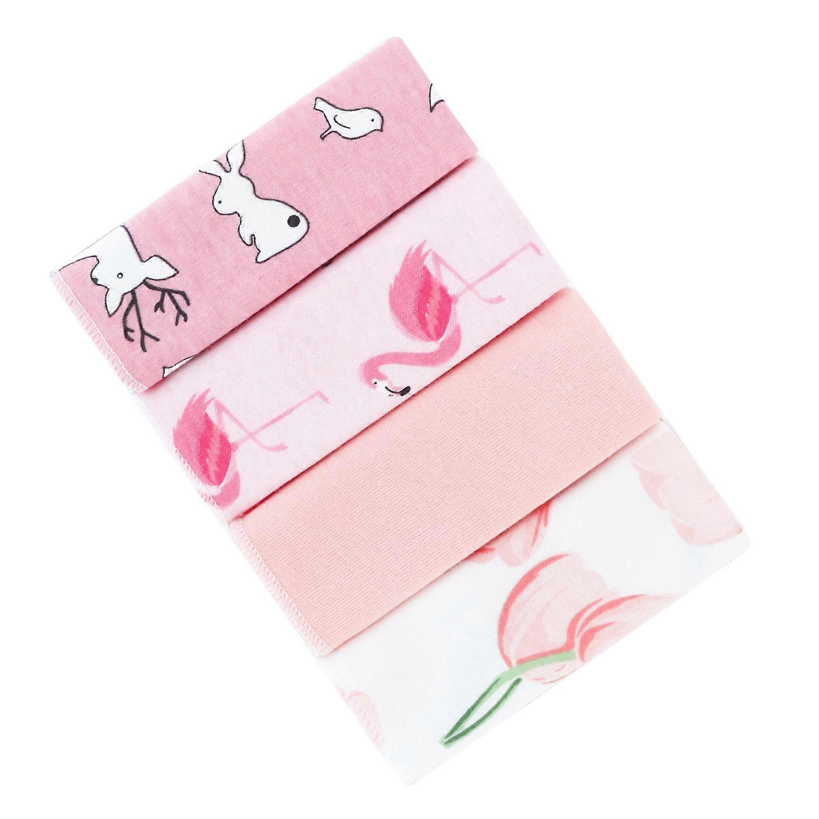4 Pieces Cotton Infant Square Towel Soft Absorbent Fabric Washcloth Cute Cartoon Print Handkerchie for Daily Use Multicolor