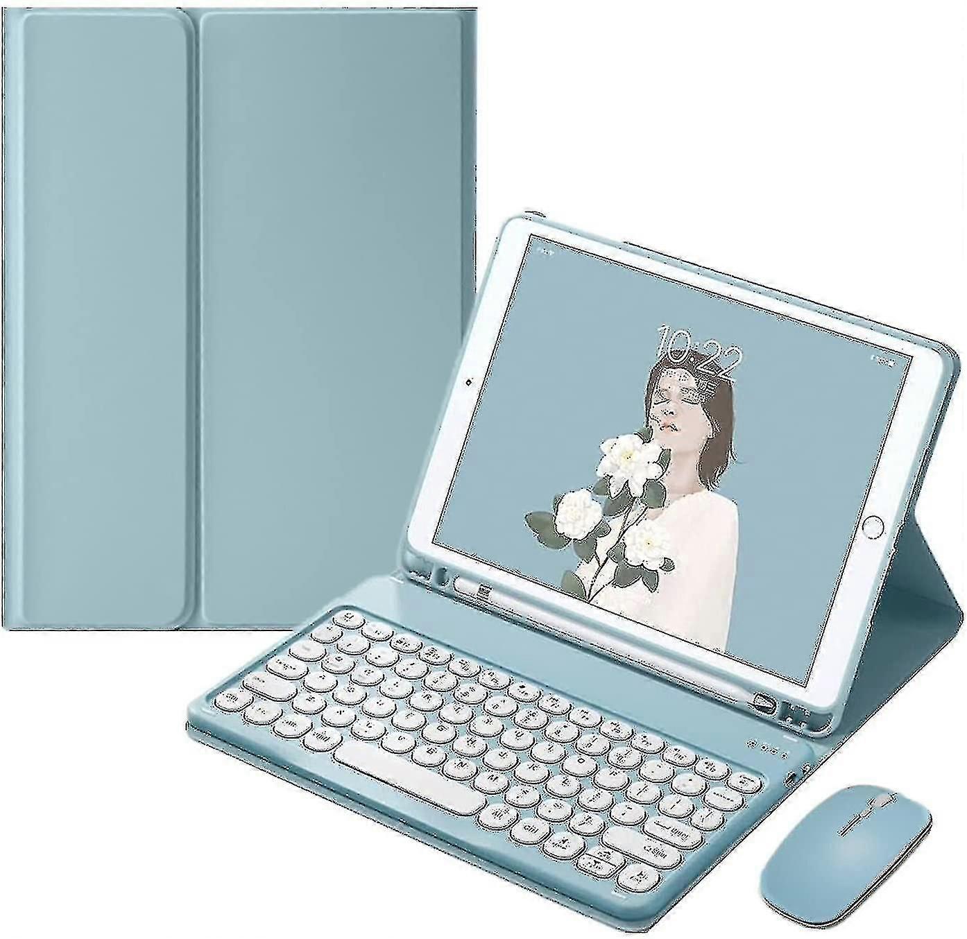 Étui-clavier Ipad avec souris Retro Round Key Caps détachable A