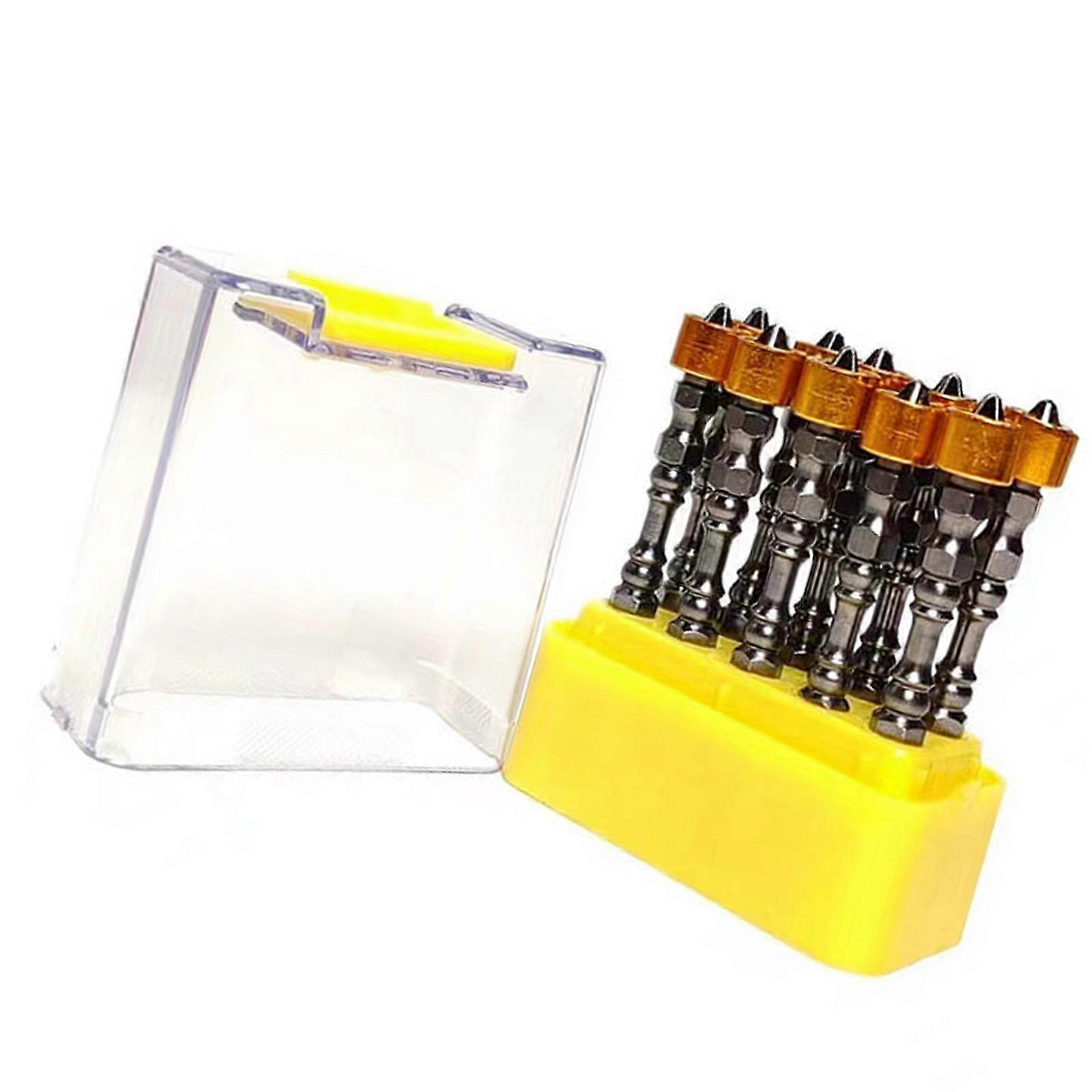 Precise 10pcs 65mm Hexagonal Shank Aluminum Circle Magnetic Screwdriver Bit Power Tool Set For Enhances Work Efficiency  Yellow