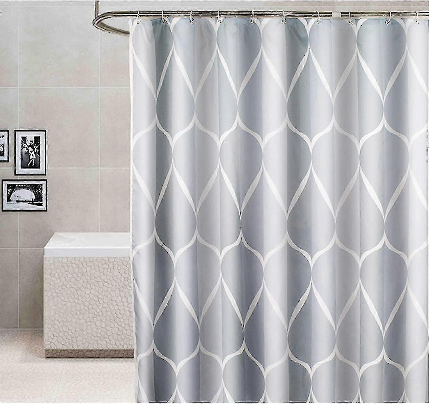 Shower Curtain 200x200cm, Waterproof Washable Mildew Proof Polyester Gray