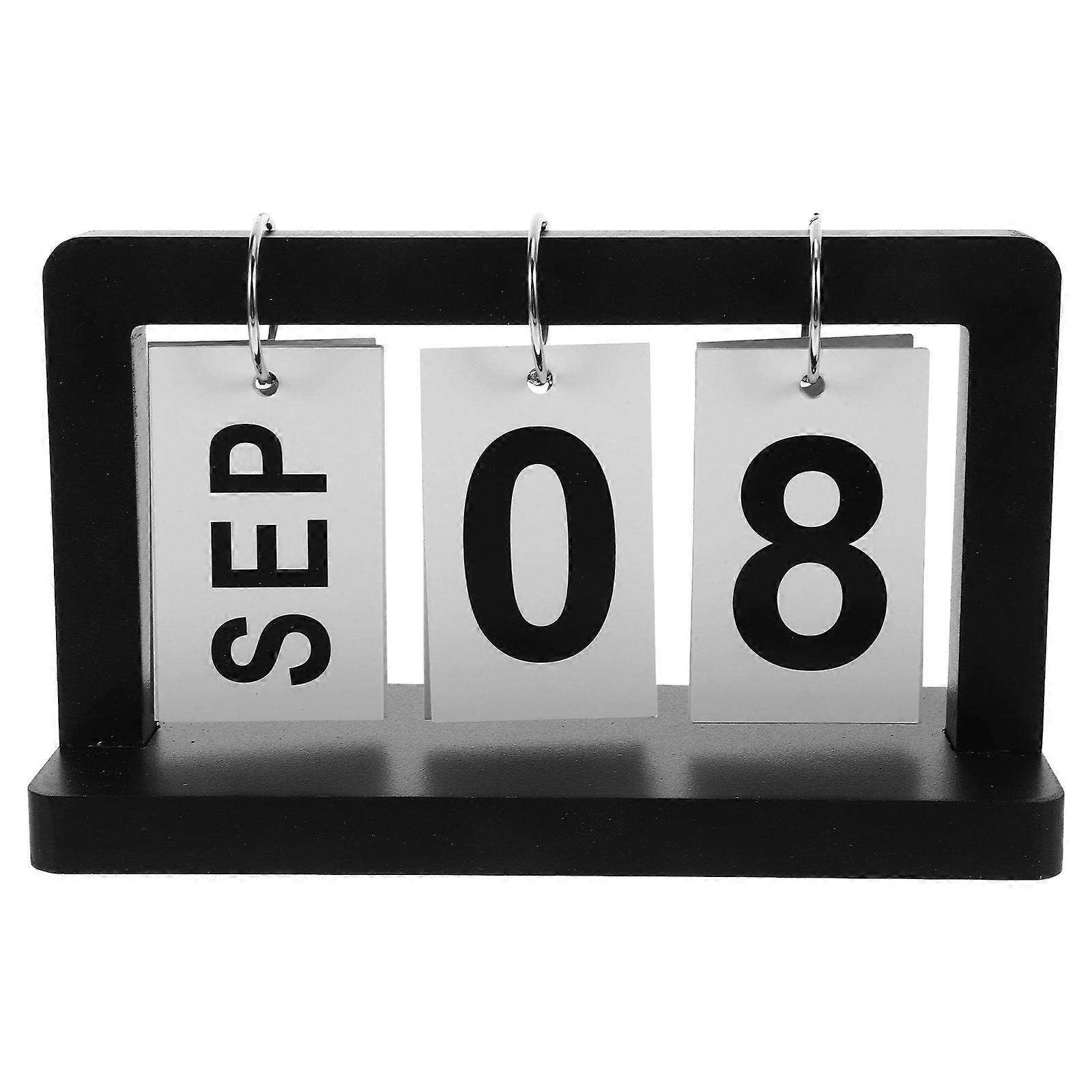 Rotating Perpetual Calendar Wood Desk Calendar Retro Calendar 7.7×4.5×3.1in Reusable 1Pcs