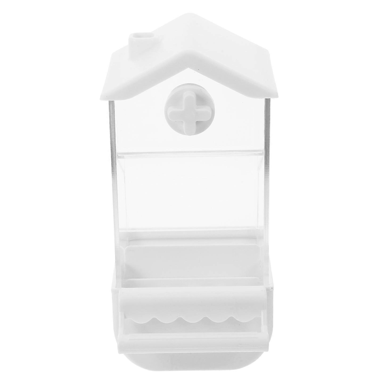 Automatic Bird Food Feeder with Large Capacity and AntiSpill Design for Indoor Use White ABS 7.8x4.9x6.3 Inches