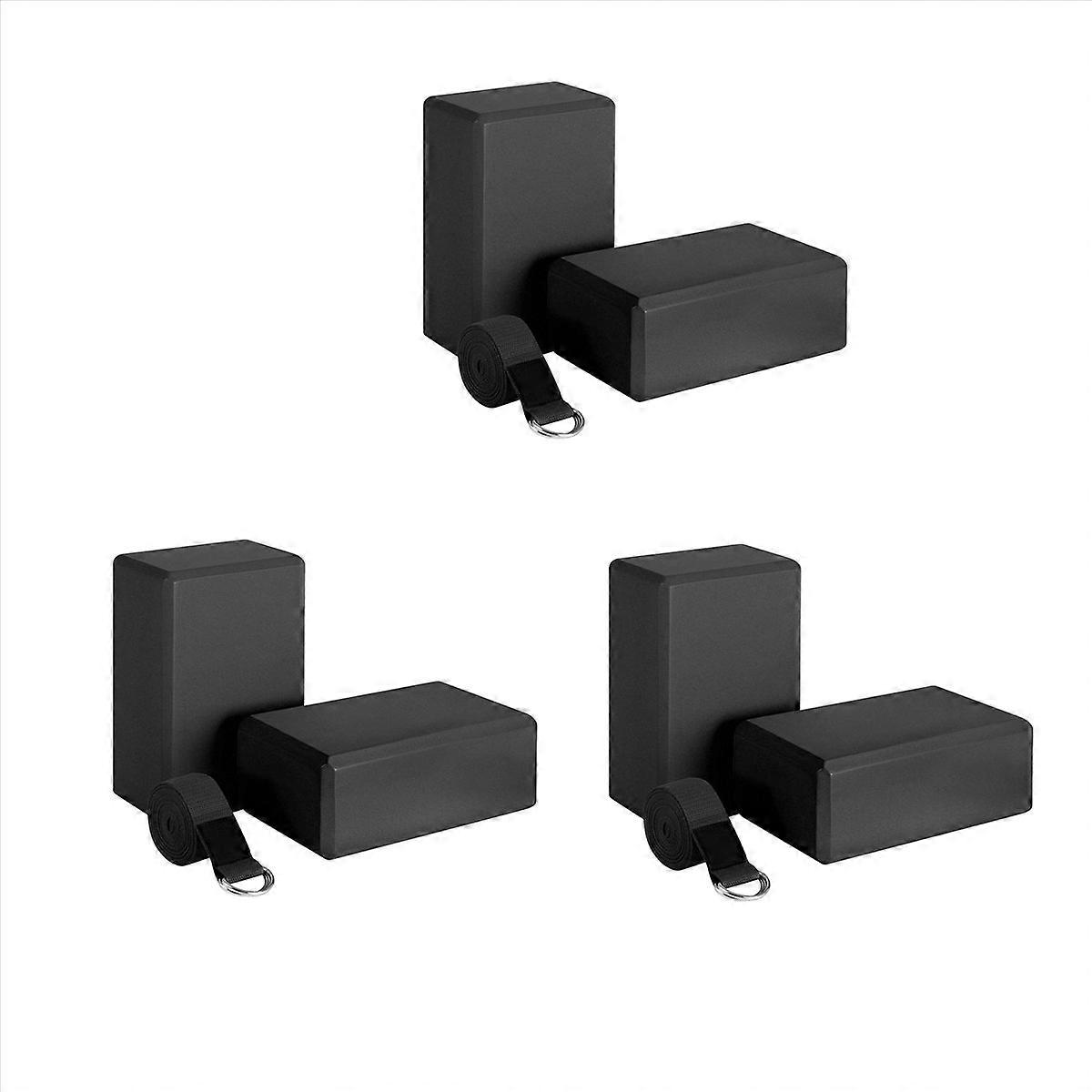 Yoga Block and Yoga Strap Set Universal Stretching Workouts Black