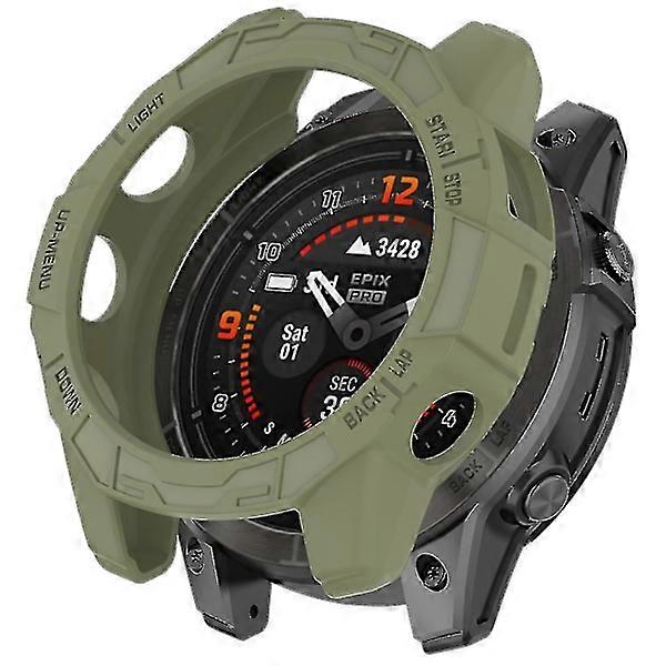 TPU Watch Case for compatible with Garmin Epix Pro (gen 2) 47mm/Fenix 7 Pro/Fenix 7, Scratch-Resistant Hollow Protection (FMY) Jungle Green