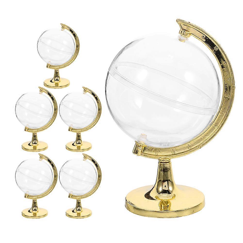 6Pcs Mini Globe Candy Boxes for Wedding Favors with Golden Plastic Material