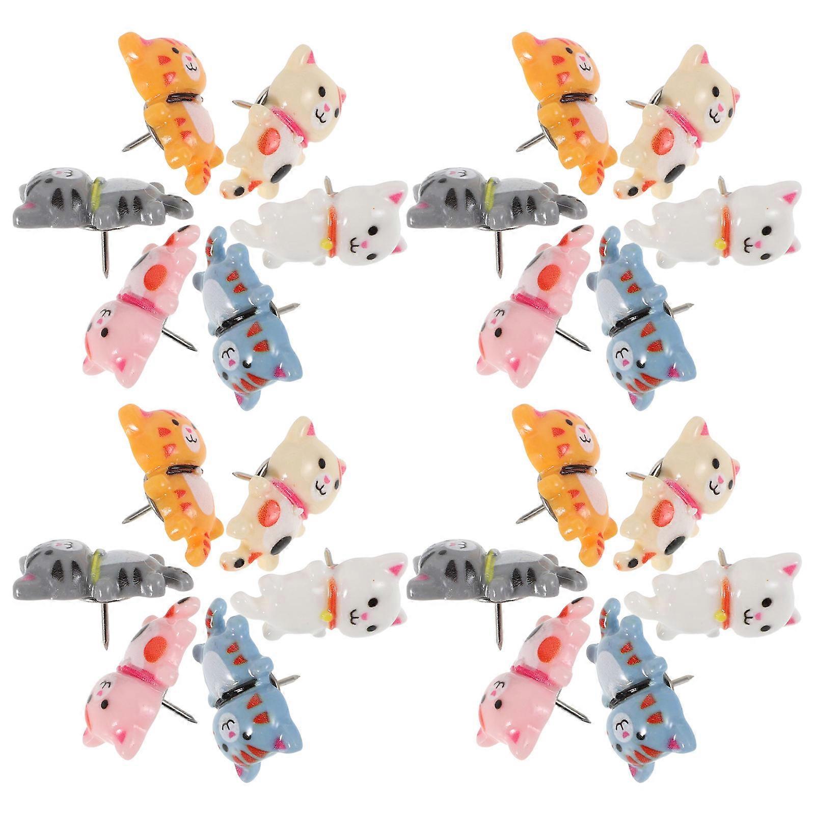 Decorative Cat Push Pins for Bulletin Board Creative Thumbtacks 30Pcs