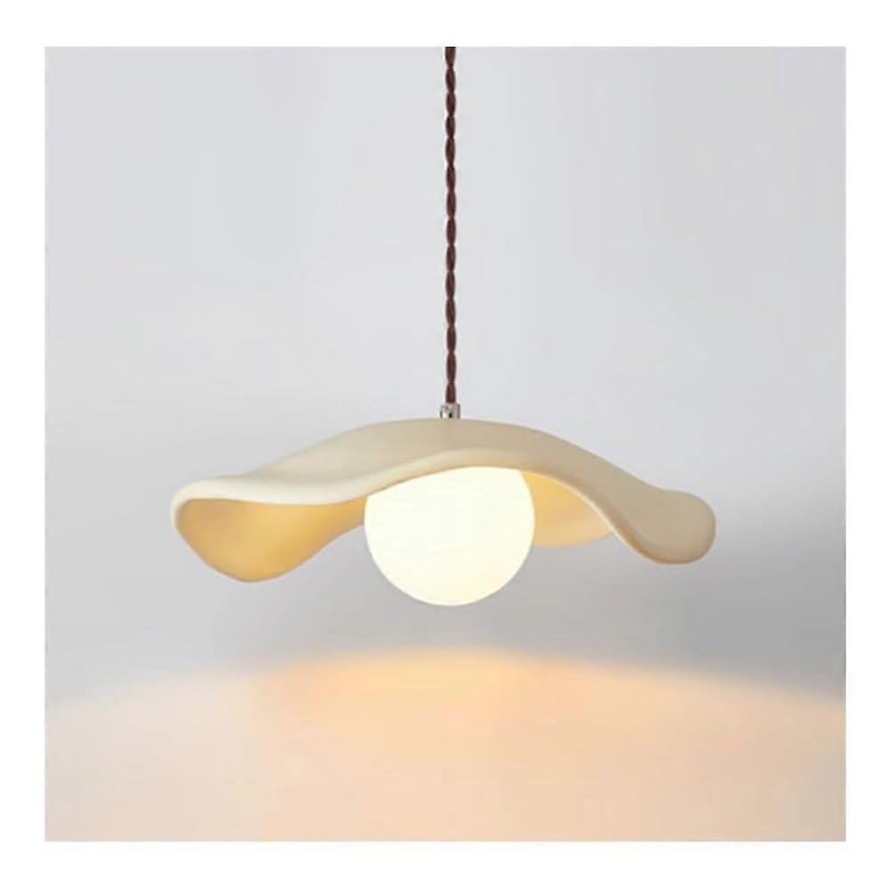 Japanese WabiSabi Pendant Light with Unique Flower Shape, Cream Resin Ceiling Fixture for Dining Room