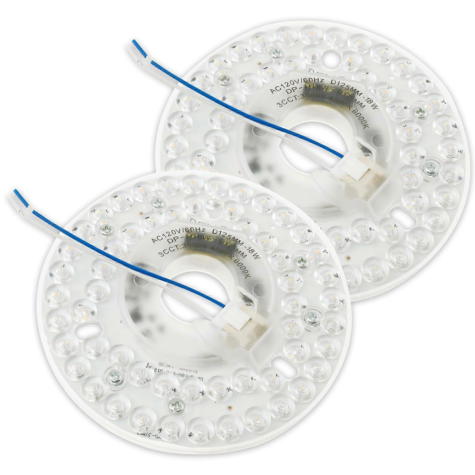 2Pcs 4.9in 18W LED Ceiling Fan Light Kit, 3 Color Temperature, Magnetic Install for Home Garage