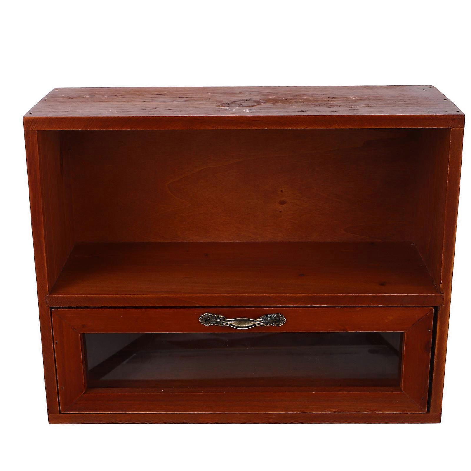 Wooden Storage Box for Storage Tea Cup Shadow Case with Drawer