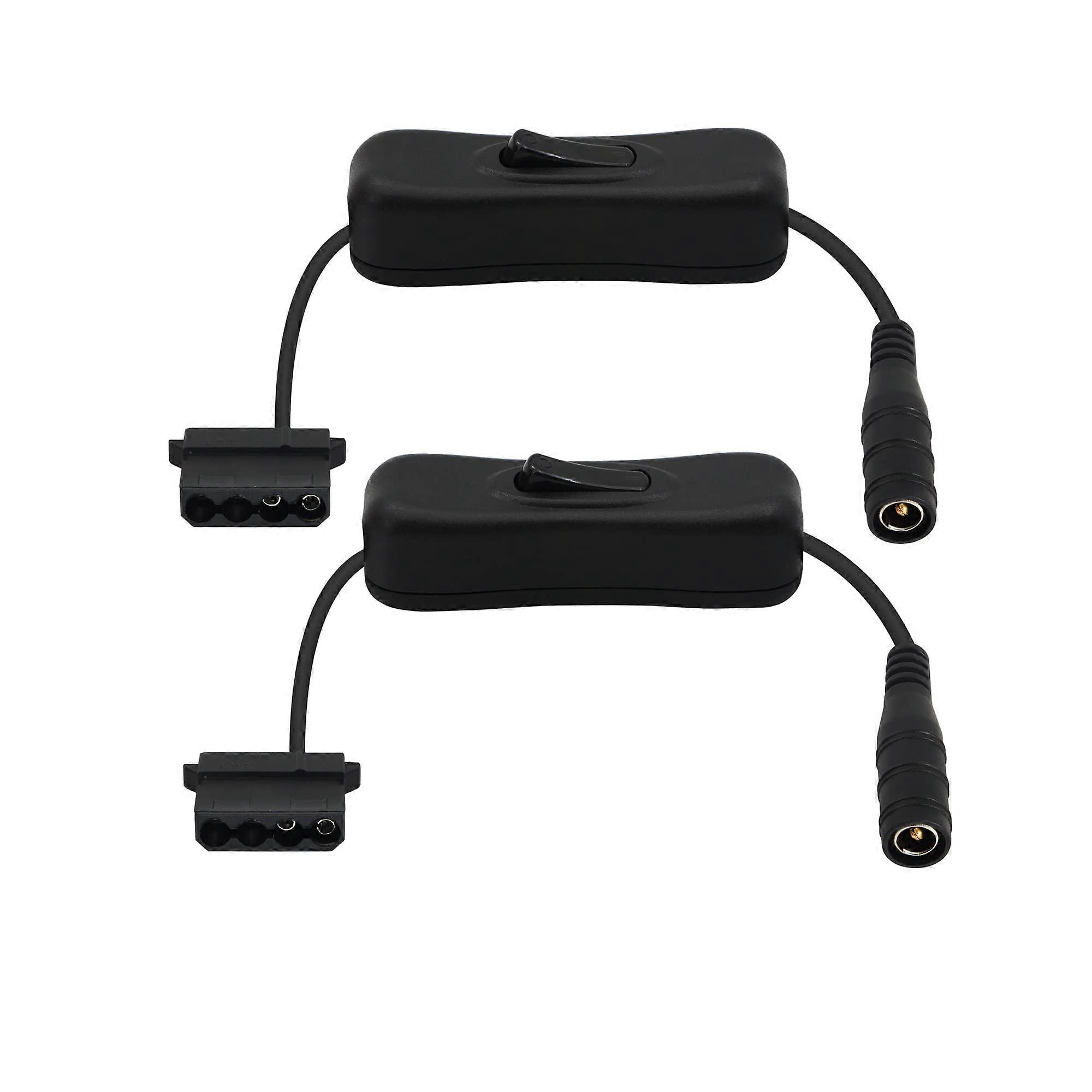 30cm 12V Power Cable with Switch, DC 5.5x2.1mm to 4 Pin Adapter for PC Fans 2 Pack
