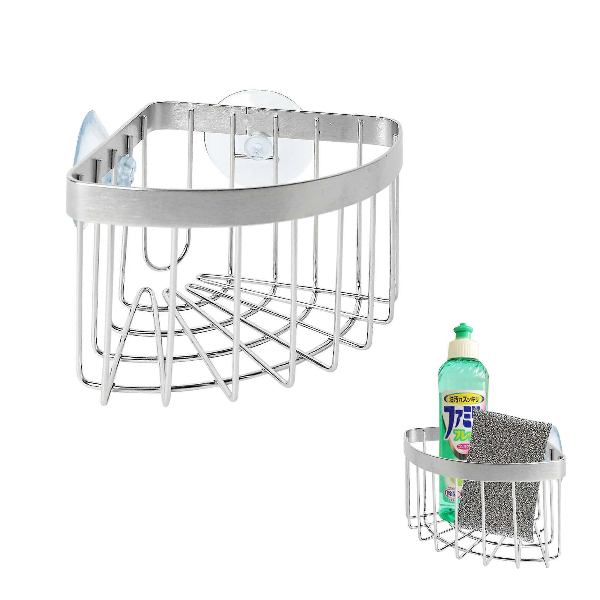 Sink Caddy 304 Stainless Steel Corner Kitchen Organizer, SpaceSaving Triangle Sponge Holder with Suction Cups