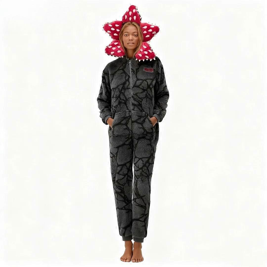 Christmas Stranger Adult Onesie Pajama Set - Featuring Iconic Carnivorous Plant Pattern, Ready-To-Wear Costume For Holiday Par