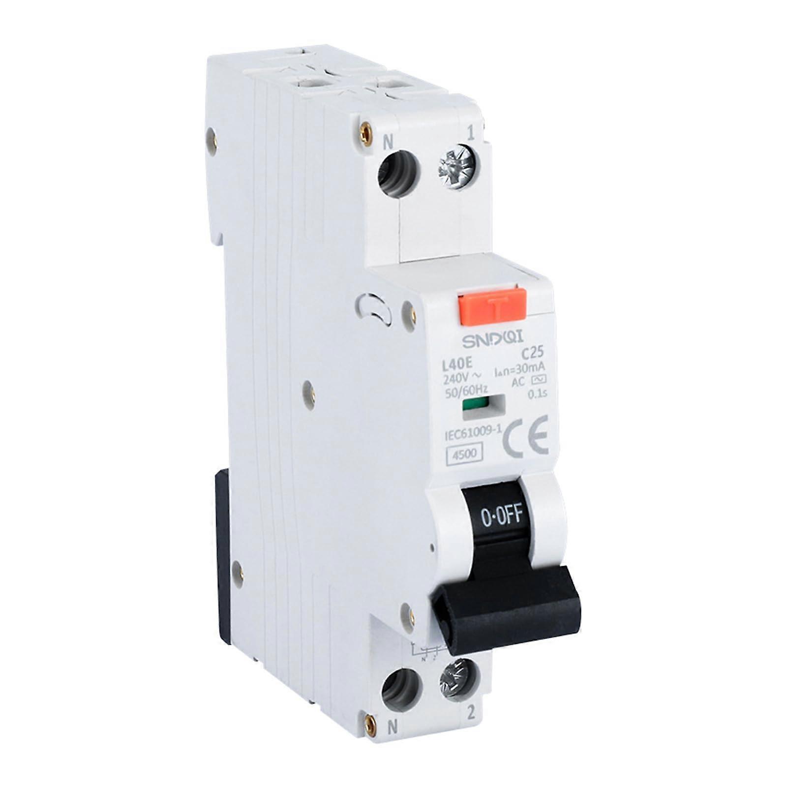 Residual Circuit Current Breaker RCBO 16/20/25/32A 1PN 6kA 50/60Hz 35mm Mounting