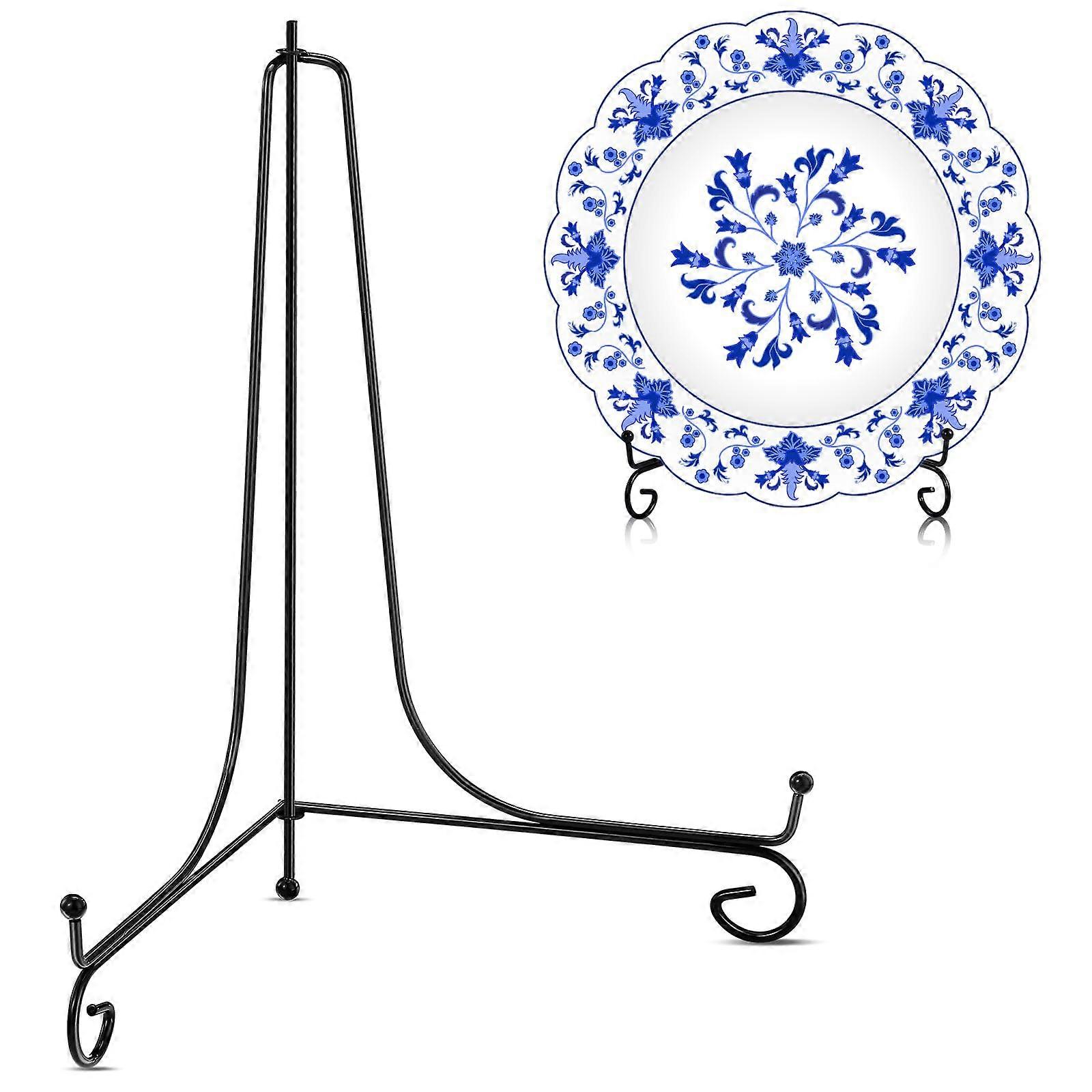 12 Inch Black Metal Plate Stand Easel for Pictures Signs and Frames Foldable SpaceSaving Design