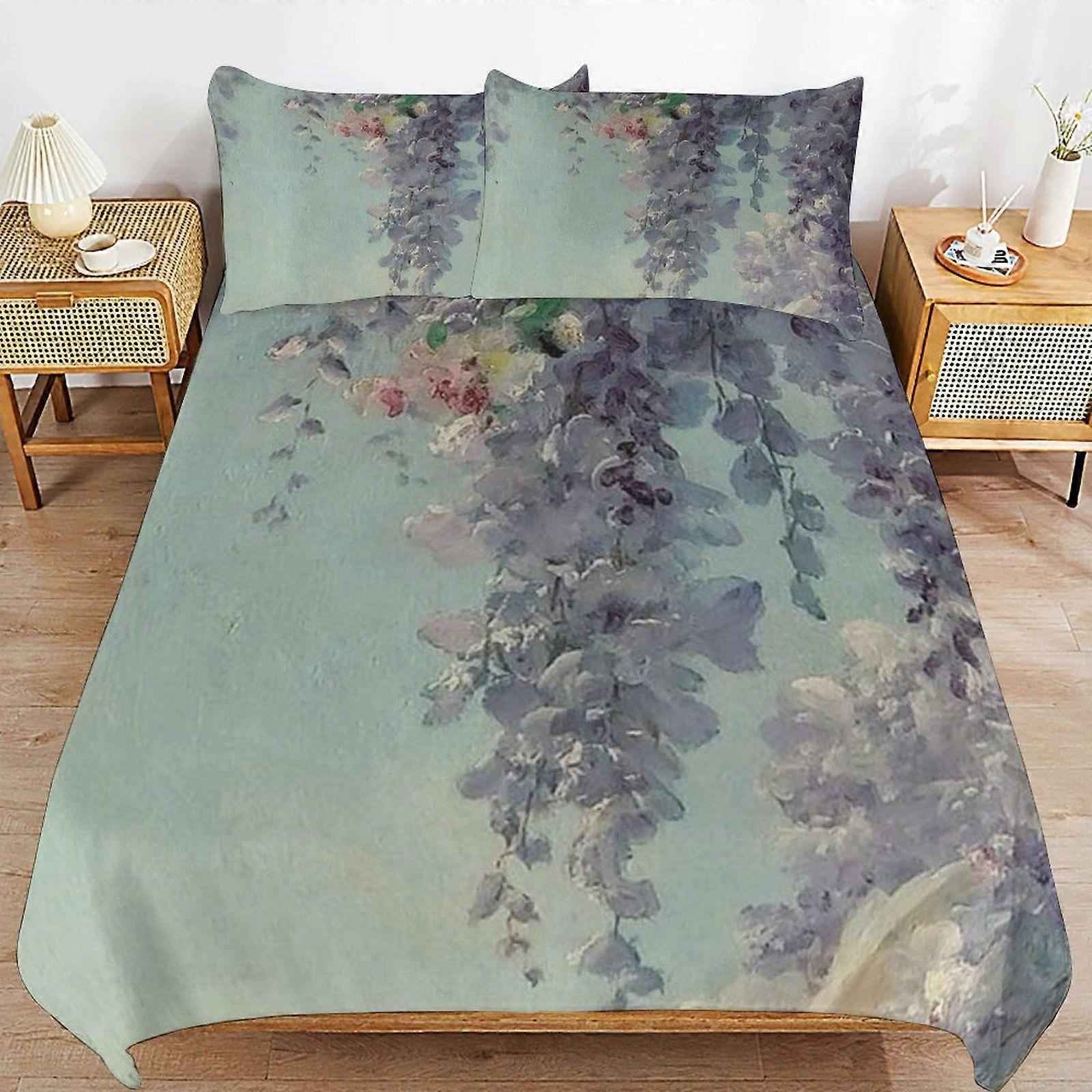 Monet painting Breathable Layer Comfortable Feel Soft Durable Fabric Bedding Duvet Cover Sets with Secure Closure