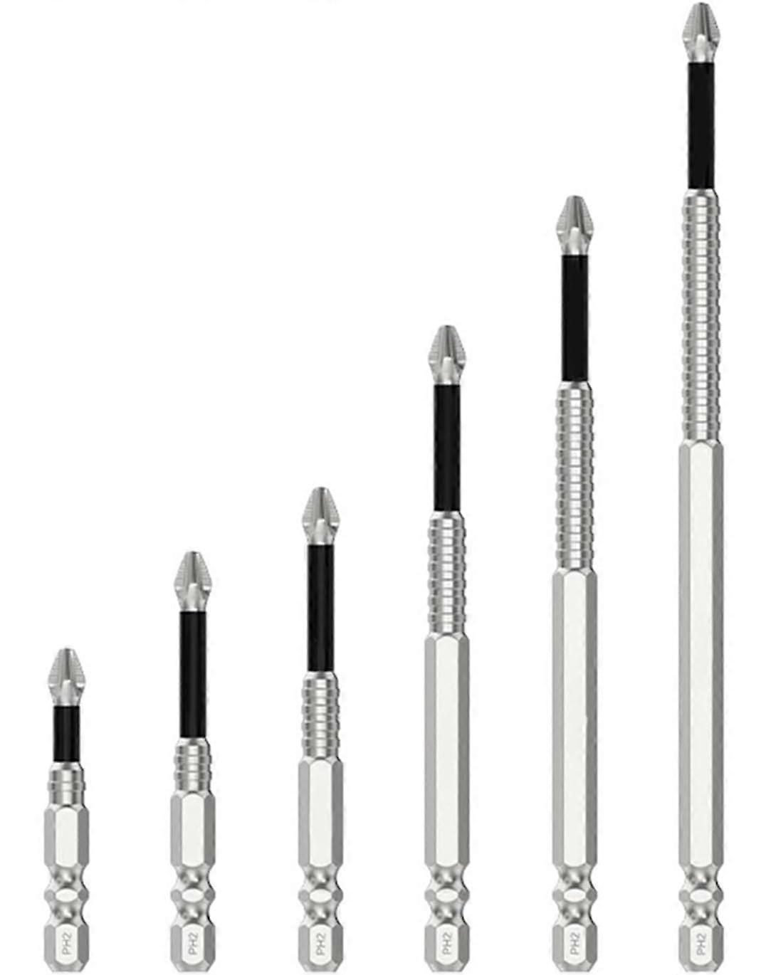 Screwdriver Bit Set with Strong Magnetic Tip, AntiSlip Grip, MultiLength Alloy Steel Bits 6pcs