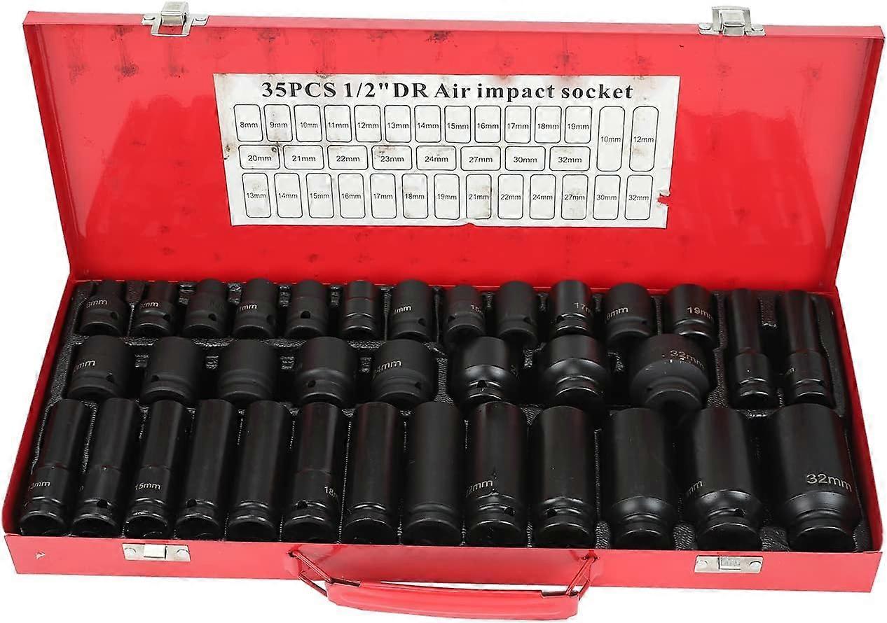 35pcs Lug Nut Removal Tool Set 1/2 Inch Drive Damaged Bolt Extractor Sockets for Wheel Locks