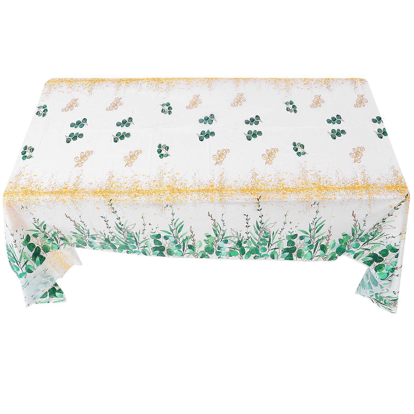 Decorative Eucalyptus Leaf Table Cover 2Pcs Rectangular Table Cloth for Home Hotel Restaurant Birthday Celebration