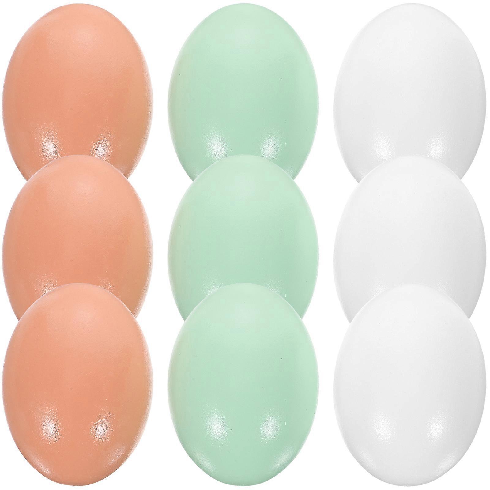 Wooden Fake Eggs Simulation for Easter DIY Crafts 9Pcs Assorted