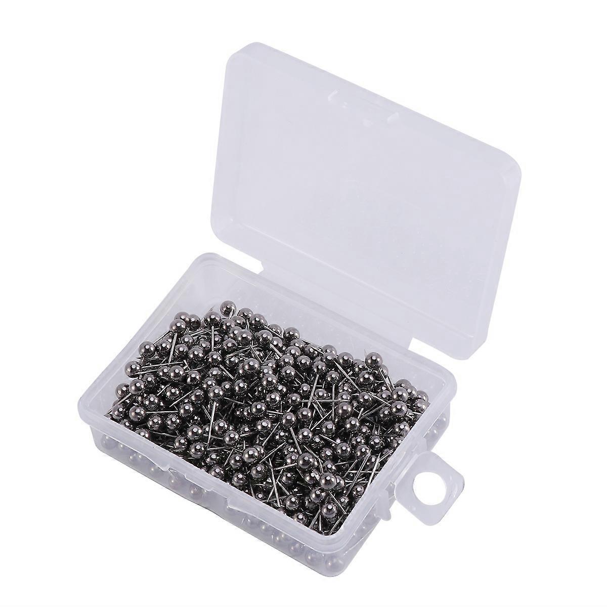 Map Flag Push Pins Plastic Round Head for Office Use 400Pcs Black Kit