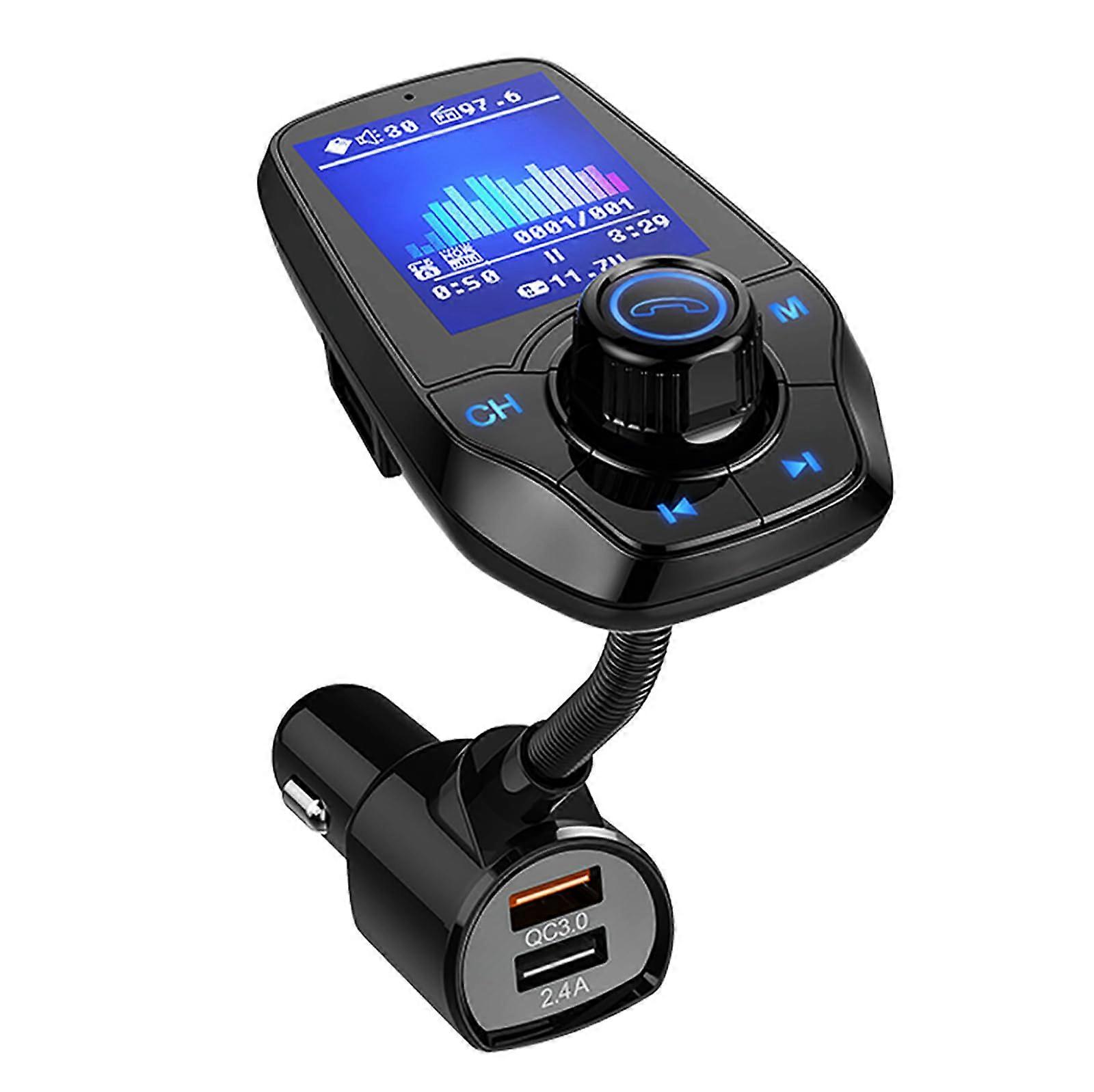Bluetooth FM Transmitter for Car with QC3.0 Fast Charging, Bluetooth 5.0, Color Display, AUX Input