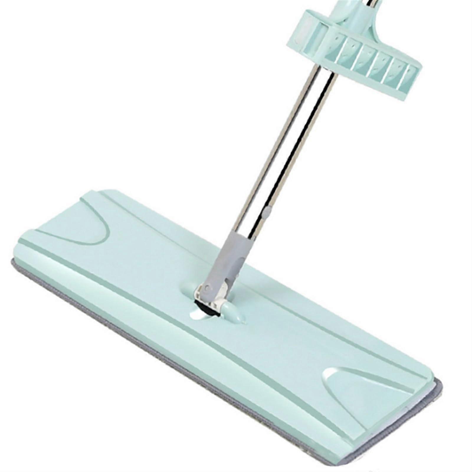 Flat Squeeze Mop with Folding Bucket, Hands  Washing, Wet and Dry, Reusable Microfiber Pad