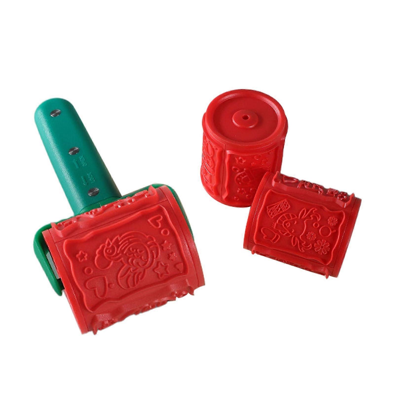 Embossed Rolling Pin with Replaceable Heads, 12 Christmas Cookie Stamps for DIY Holiday Baking
