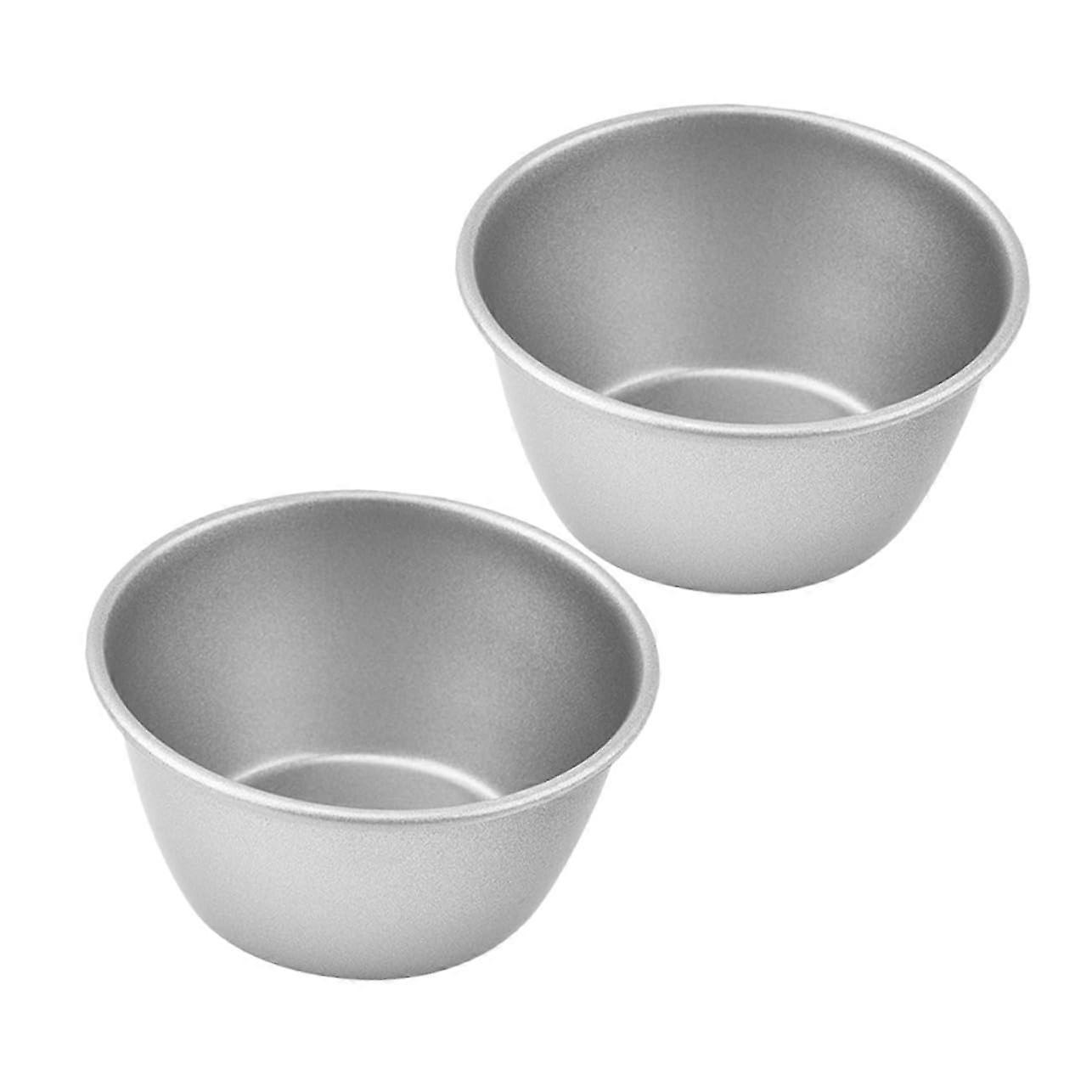 2pcs Round Nonstick Baking Molds  Temp Resistant Muffin and Pudding Cups Silver Grey for Desserts