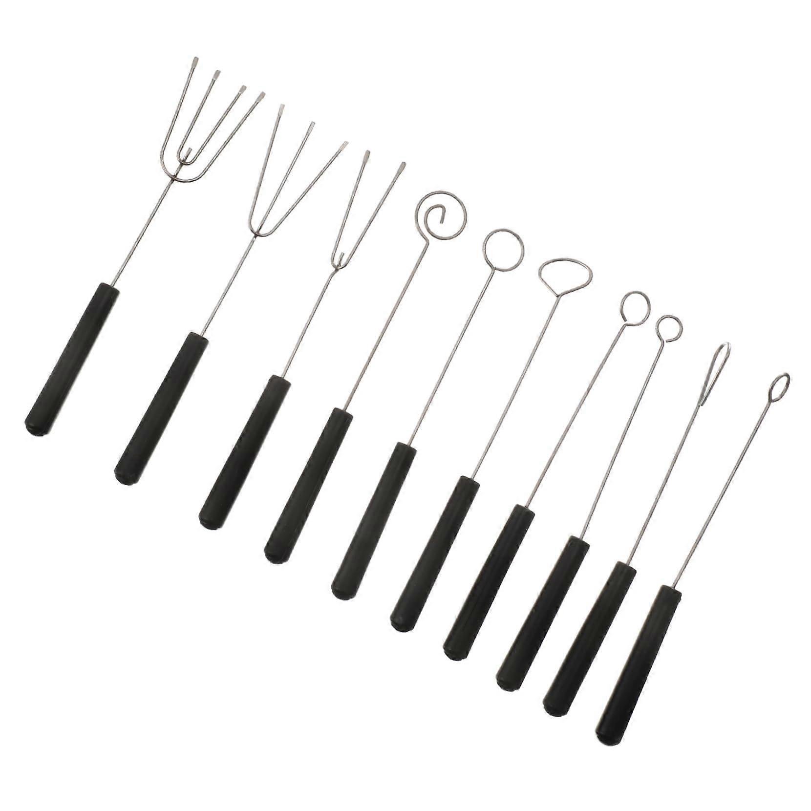 10pcs Chocolate Dipping Tools Set with Ergonomic Grip for Candy and Cake Decorating