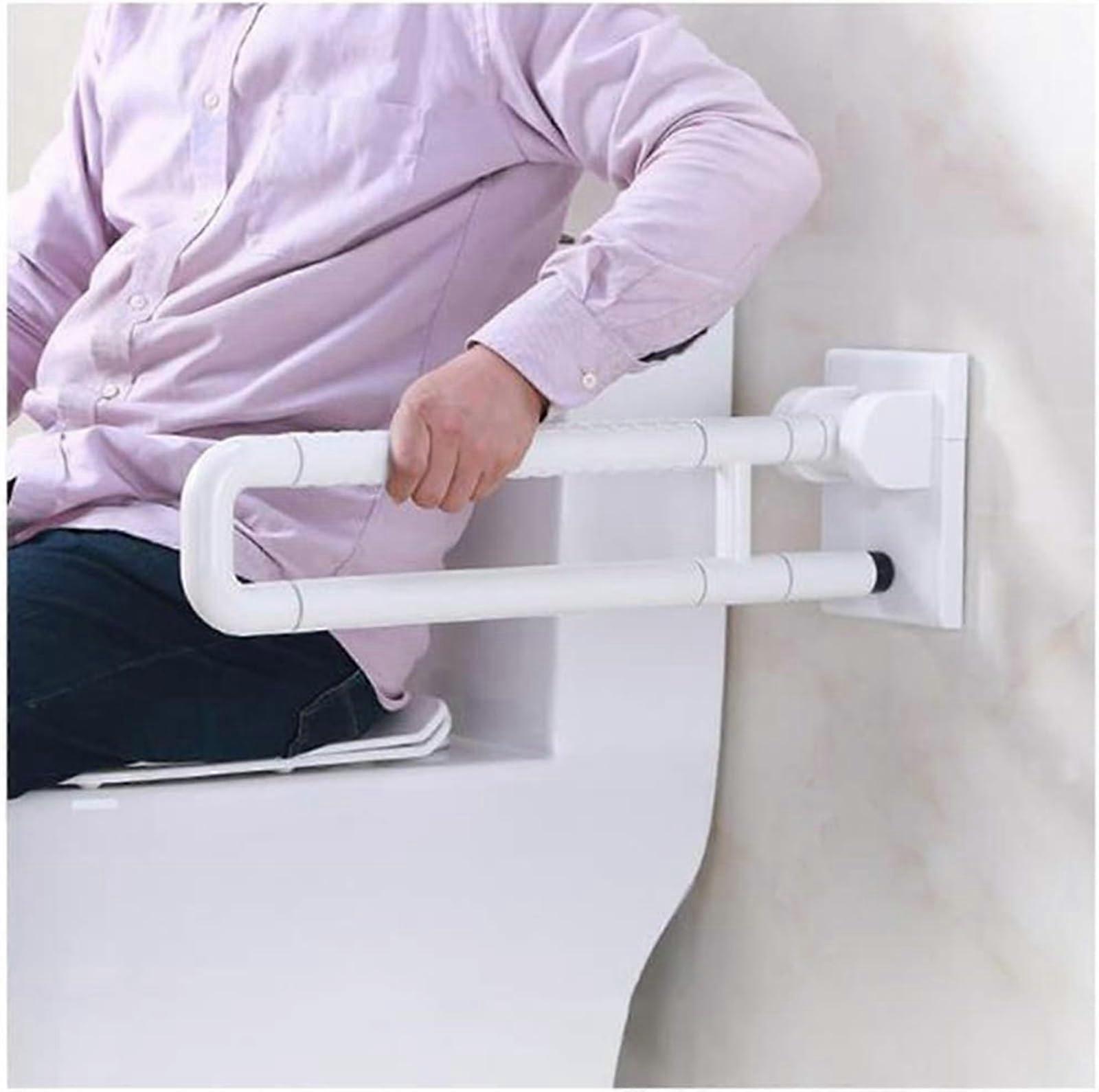 Bathroom Grab Bar with Foldable Armrest, Wall Mounted Safety Rail for Elderly and Disabled Support