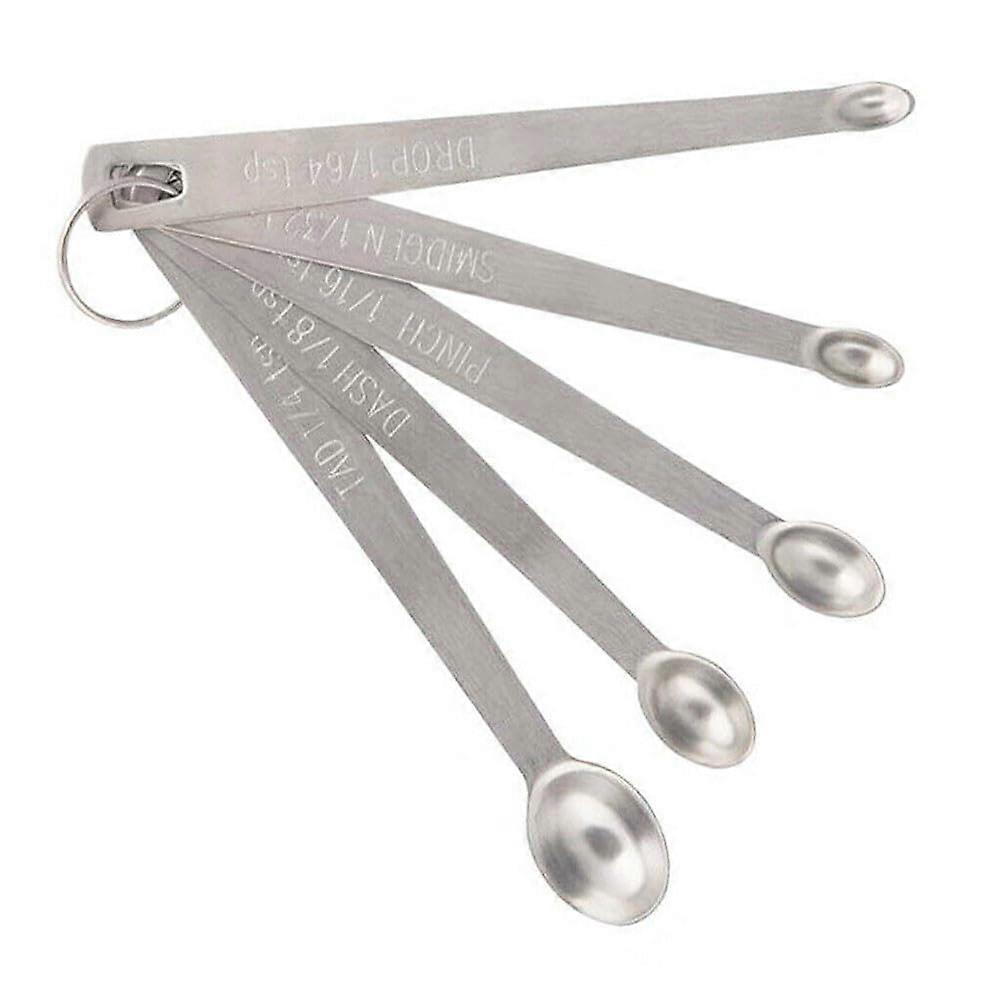 5PCS Stainless Steel Measuring Spoons Set for Dry and Liquid Ingredients, Stackable with Hanging Ring